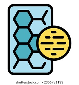 Hexagon tile icon outline vector. Cement stone. Ceramic patio color flat