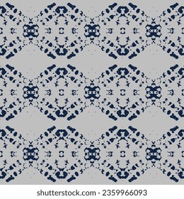 Hexagon tiles seamless pattern. Grunge texture. Ethnic and tribal motifs.  Homespun primitive textile fabric pattern. Worn check cloth effect all over print