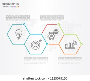 Hexagon timeline infographic 4 options