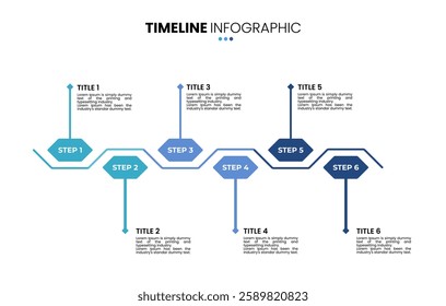 Hexagon timeline infographic 6 options, step, sequence. Six stage infographic template for business presentations.	