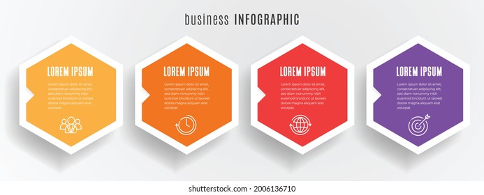 Hexagon timeline infographic template 4 steps