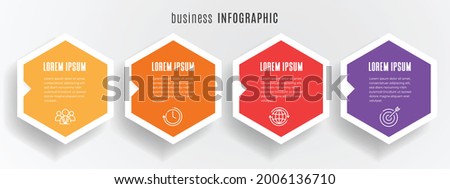 Hexagon timeline infographic template 4 steps