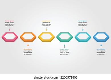 hexagon timeline template for infographic for presentation for 6 element