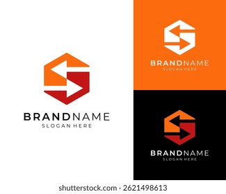 Hexagon Transfer Arrow Modern With Abstract Letter S Geometric Vector Logo Design Illustration