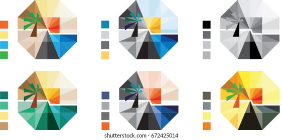 hexagon traveling agency logo with color variation 