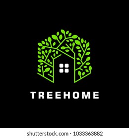 hexagon tree home logo icon