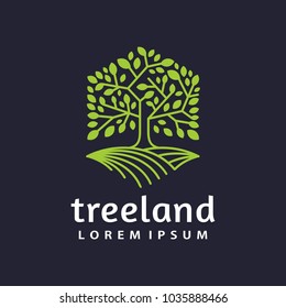 hexagon tree land logo icon