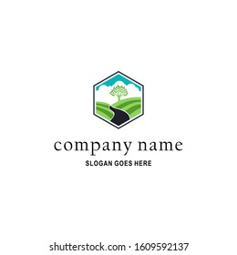 hexagon tree land logo icon
