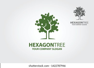 Hexagon Tree Vector Logo Template. Logo illustration of a stylized tree in hexagon. This striking logo perfect for Your Company.