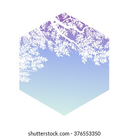 Hexagon with trees and branches silhouettes. Hand drawn detailed vector illustration.