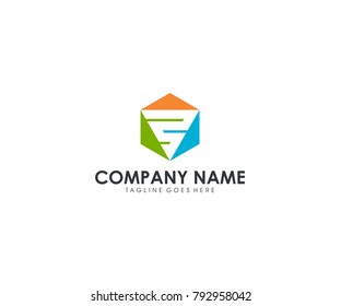 Hexagon with triangle abstract letter logo design vector