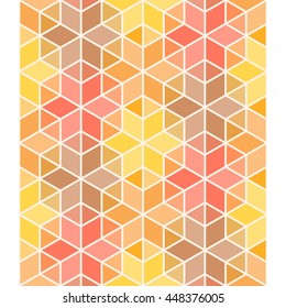Hexagon and triangle colorful geometric seamless pattern with line
