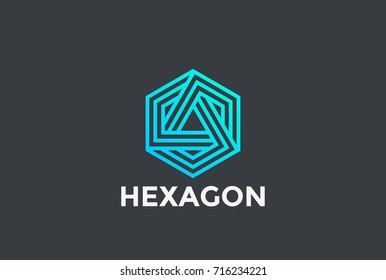Hexagon Triangle Logo looped infinity design vector template Linear style.
Neon Corporate Business Technology infinite Logotype concept icon.