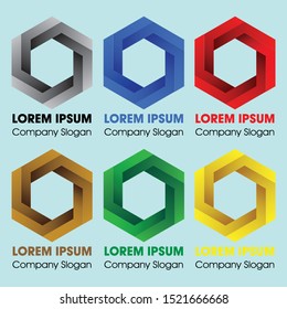 Hexagon and Triangle logo set. technology sign. power symbol. colored gradient arrow style collection.
