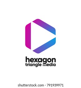 Hexagon triangle media icon.