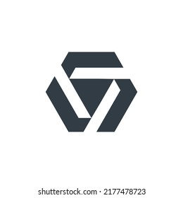 hexagon triangle minimalist logo design