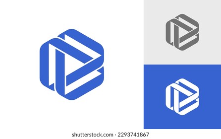 Hexagón con diseño de logotipo de recicle triangular
