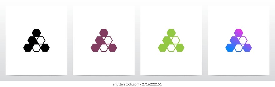 Líneas de triángulos hexagonales Letra geométrica Logotipo inicial Diseño A