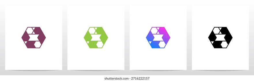 Líneas de triángulos hexagonales Letra geométrica Logotipo inicial Diseño O