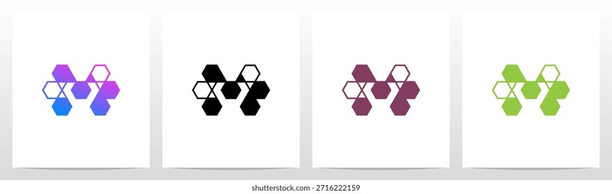 Líneas de triángulos hexagonales Letra geométrica Logotipo inicial Diseño M