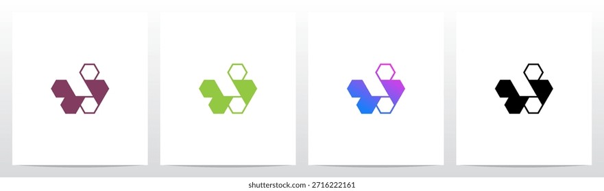 Líneas de triángulos hexagonales Letra geométrica Diseño de logotipo inicial J