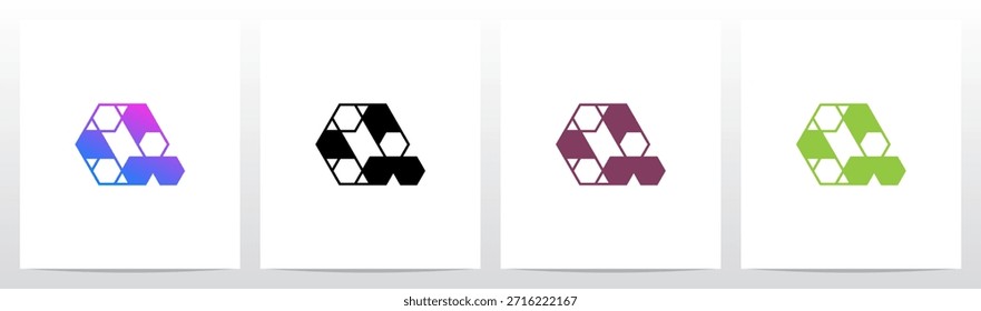 Hexagon Triangles Lines Geometric Letter Initial Logo Design Q