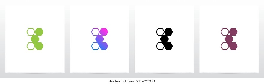 Líneas de triángulos hexagonales Letra geométrica Diseño de logotipo inicial X