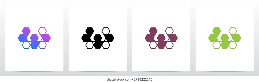 Líneas de triángulos hexagonales Letra geométrica Diseño de logotipo inicial W