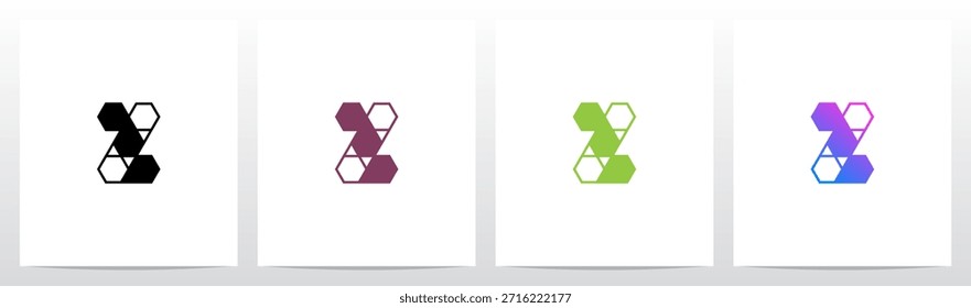 Líneas de triángulos hexagonales Letra geométrica Logotipo inicial Diseño Z