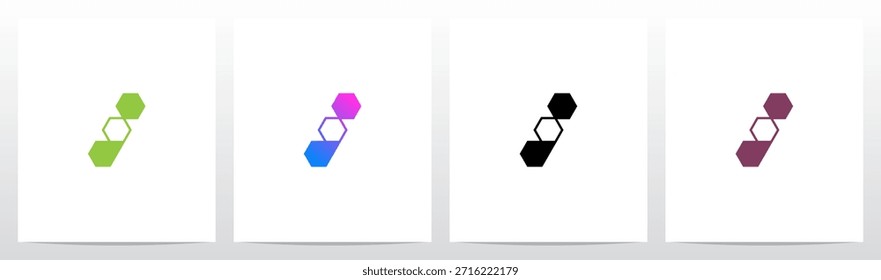 Líneas de triángulos hexagonales Letra geométrica Logotipo inicial Diseño I