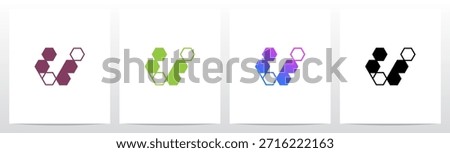 Hexagon Triangles Lines Geometric Letter Initial Logo Design U
