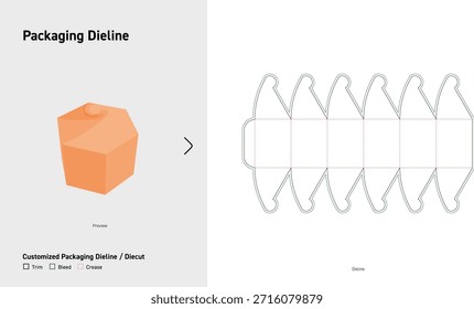 Hexagon Twist Top Geschenkbox Dieline Creative Packaging Diecut Template
