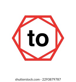 TO hexagon typography monogram. TO lettering icon.