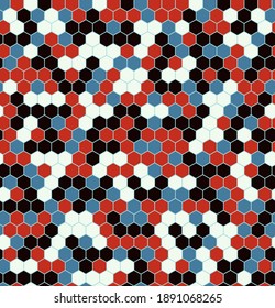 Hexagon Urban Camouflage seamless patterns. Leaf cyber camo. Vector Illustration.