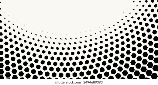 Hexagon Vector Abstract Geometric Technology Background. Halftone Hex Retro Simple Pattern. Minimal Style Dynamic Tech Wallpaper