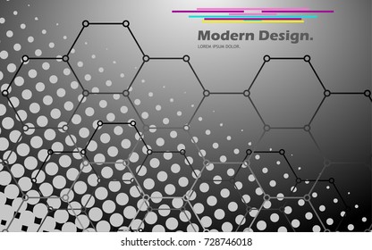 Hexagon vector background. Halftone effect.