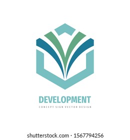 Hexagon - vector business logo template concept illustration. Geometric development symbol. Leaves sign. Design element.