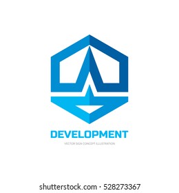 Hexagon - vector business logo template concept illustration in flat style. Geometric creative sign. Development symbol. Design element.