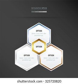 Hexagon vector design    gold, bronze, silver, blue color