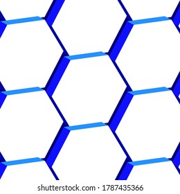 Patrón hexágono blanco 3D con fondo vectorial de lados azul cobalto. Plantilla de vectores para medios sociales, ecommerce, tienda en línea, página de inicio, diseño de sitios web, fondo para foto de producto, aplicación móvil