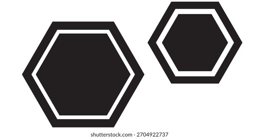 Icono de Vector hexagonal. Aislado transparente. Versión llena de contorno en blanco y negro. moderno.