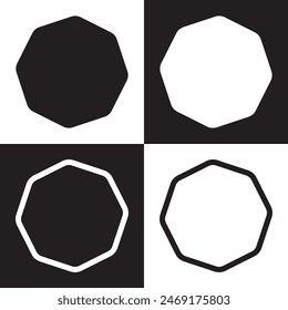 Hexagon vector icon.  Outline Filled Vector Sign . . isolated transparent . arrows . data exchange . digitization . technology . black and white outline and filled version . EPS 10 .