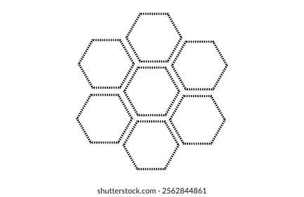 Hexagon vector icon. Outline Filled Vector Sign . . isolated transparent . arrows . data exchange . digitization . technology . black and white outline and filled version . EPS 20 .