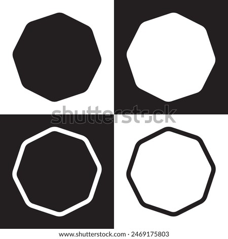 Hexagon vector icon.  Outline Filled Vector Sign . . isolated transparent . arrows . data exchange . digitization . technology . black and white outline and filled version . EPS 10 .