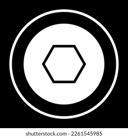 hexagon vector icon, a hexagon shaped sign with black outline