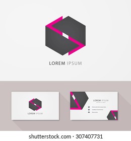 Hexagon vector logo business card. Vector template. Creative icon. Technology, business, science theme etc.