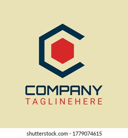 Hexagon vector logo for real estate and business with box illustrations forming the initials "C"