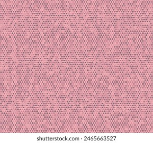 Hexagon vector pattern. Bold rounded hexagons mosaic cells with padding and inner solid cells. Pink color tones. Small hexagon shapes. Tileable pattern. Seamless vector illustration.