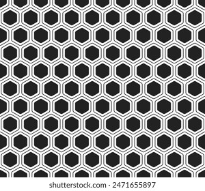 Hexagon vector pattern. Rounded hexagons mosaic pattern with inner solid cells. Hexagonal shapes. Seamless tileable vector illustration.