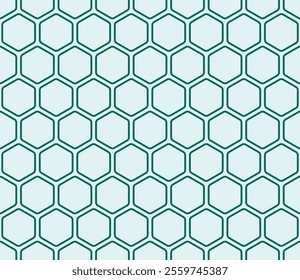 Hexagon vector pattern. Teal color on matching background. Bold rounded hexagons mosaic pattern. Hexagonal cells. Seamless design. Tileable vector illustration.